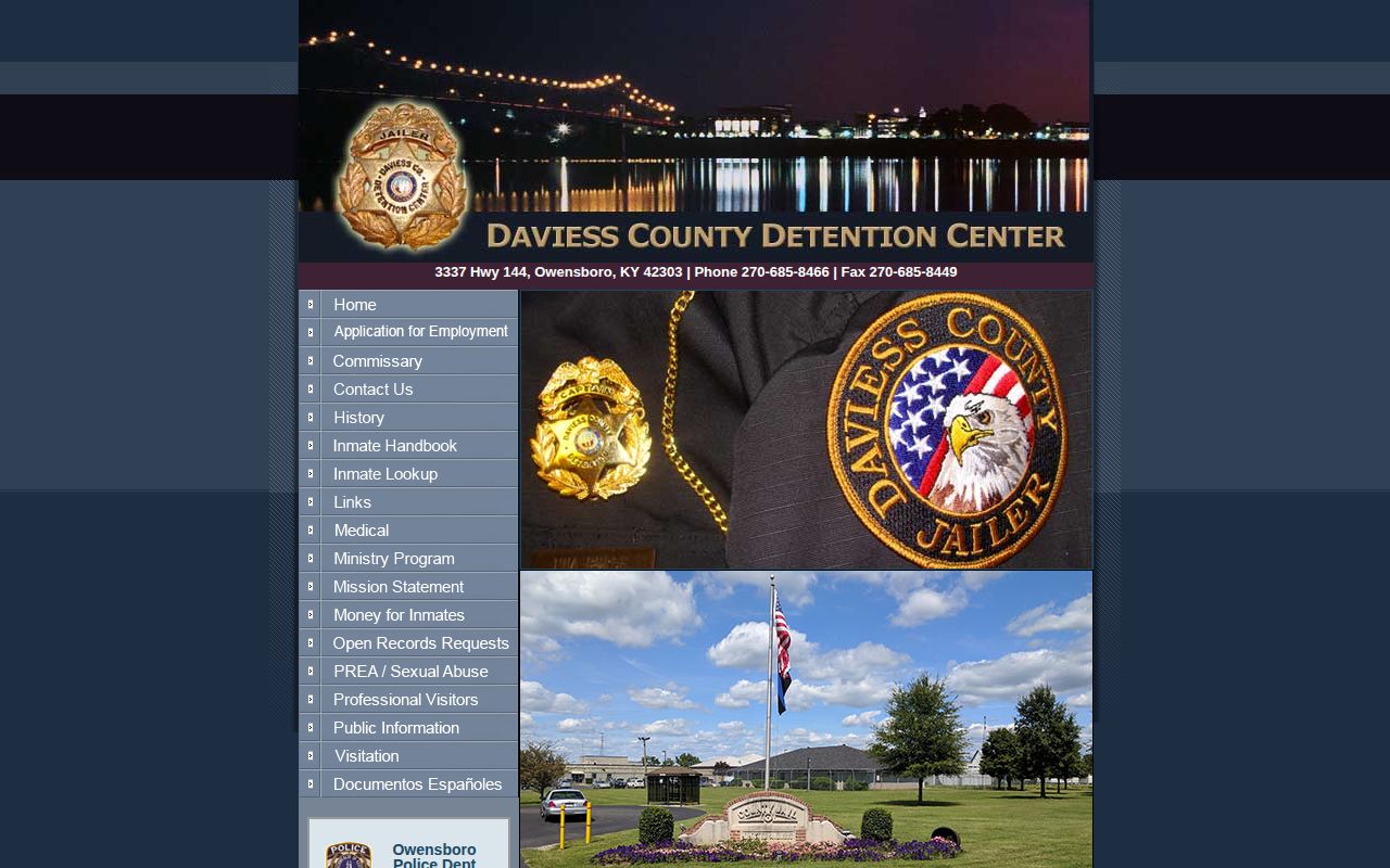 Official Daviess County Detention Center site with inmate lookup access